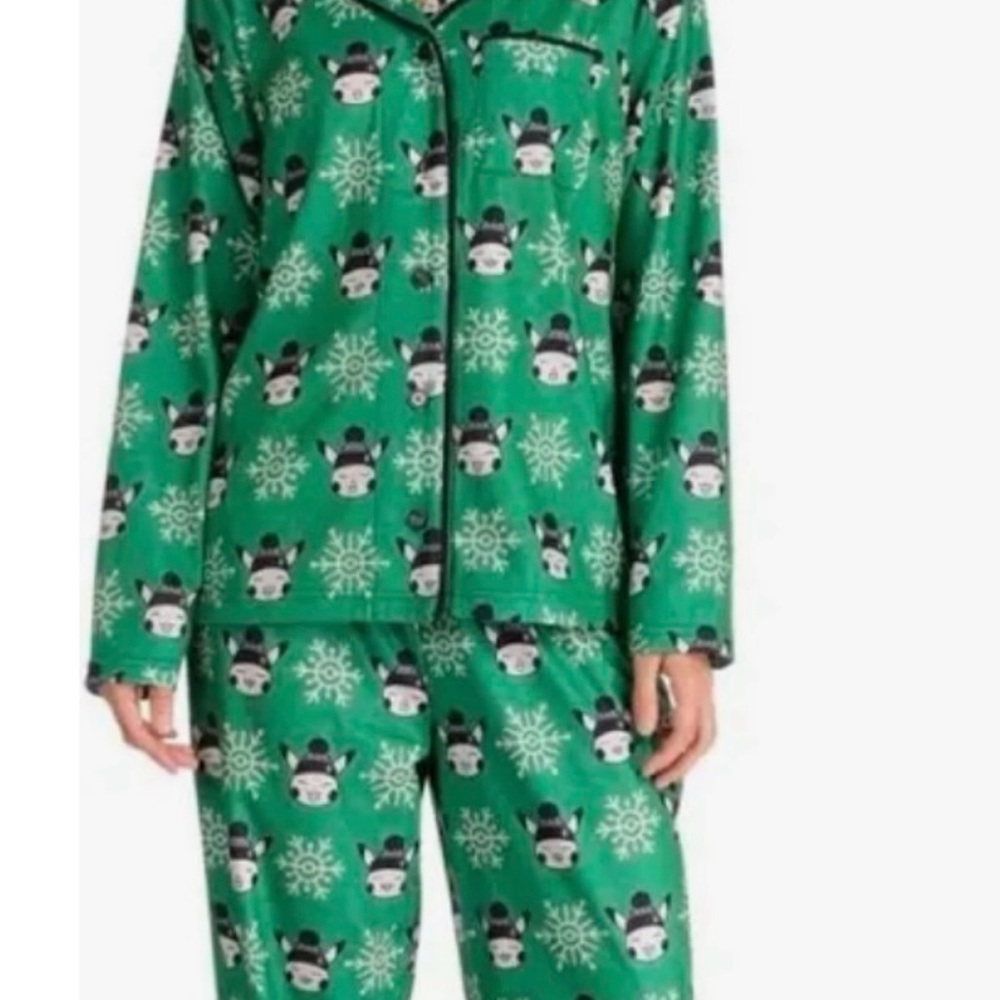 Pokemon Green Flannel Pajama Set with Character Print, women’s size XS - NWT